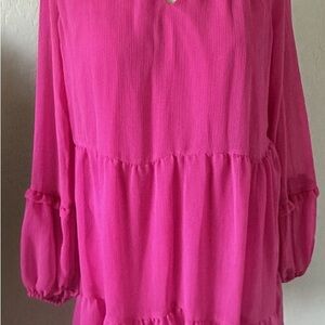 Vince Camuto Three Tier Hot Pink Layered Flattering Mini Dress Sz XL
